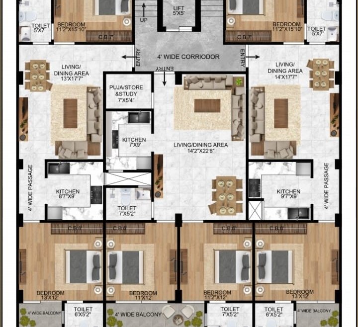 semi furnished / 3bhk